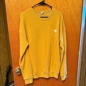 Mustard Yellow Sweatshirt with Heart XOXO